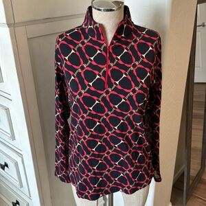 Ibkul S 1/4 zip mesh inner arm inset equestrian print long sleeve